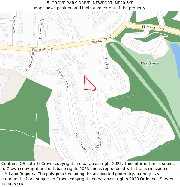 5, GROVE PARK DRIVE, NEWPORT, NP20 6YE: Location map and indicative extent of plot