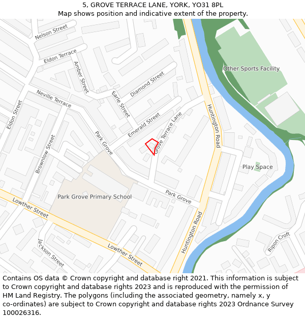 5, GROVE TERRACE LANE, YORK, YO31 8PL: Location map and indicative extent of plot