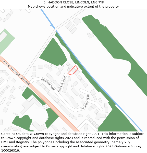 5, HADDON CLOSE, LINCOLN, LN6 7YF: Location map and indicative extent of plot