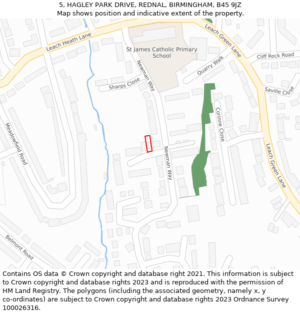 5, HAGLEY PARK DRIVE, REDNAL, BIRMINGHAM, B45 9JZ: Location map and indicative extent of plot