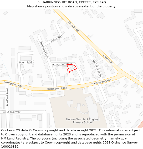 5, HARRINGCOURT ROAD, EXETER, EX4 8PQ: Location map and indicative extent of plot