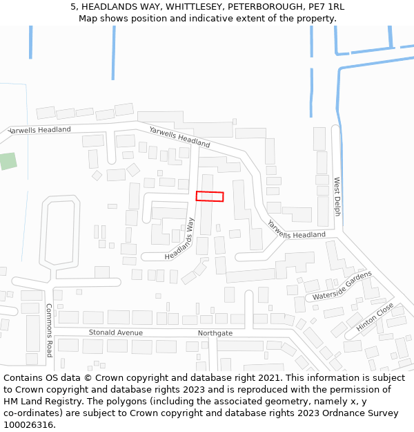 5, HEADLANDS WAY, WHITTLESEY, PETERBOROUGH, PE7 1RL: Location map and indicative extent of plot