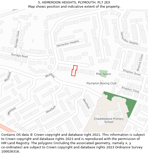 5, HEMERDON HEIGHTS, PLYMOUTH, PL7 2EX: Location map and indicative extent of plot