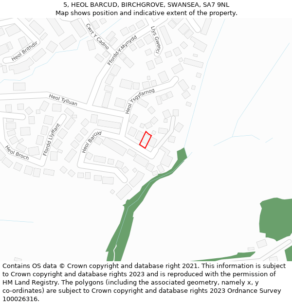 5, HEOL BARCUD, BIRCHGROVE, SWANSEA, SA7 9NL: Location map and indicative extent of plot