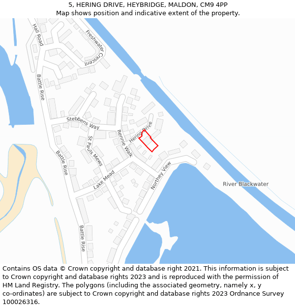 5, HERING DRIVE, HEYBRIDGE, MALDON, CM9 4PP: Location map and indicative extent of plot