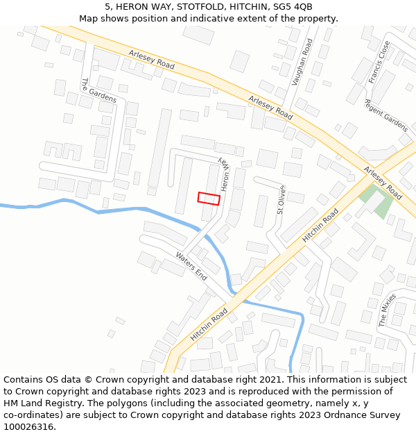 5, HERON WAY, STOTFOLD, HITCHIN, SG5 4QB: Location map and indicative extent of plot