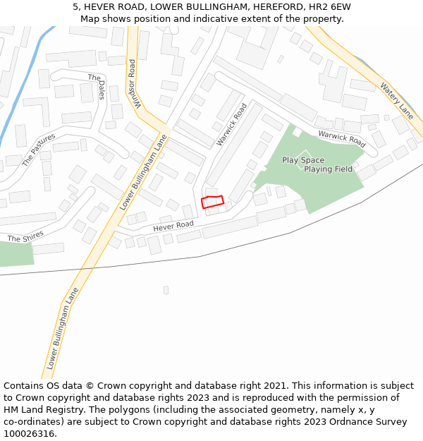 5, HEVER ROAD, LOWER BULLINGHAM, HEREFORD, HR2 6EW: Location map and indicative extent of plot