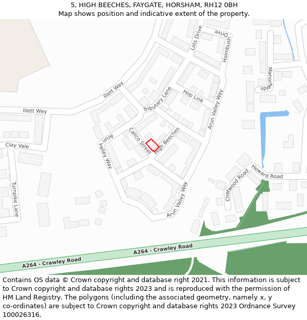 5, HIGH BEECHES, FAYGATE, HORSHAM, RH12 0BH: Location map and indicative extent of plot