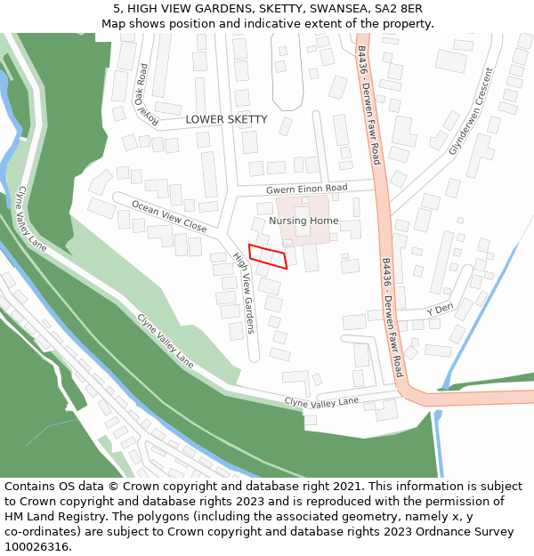 5, HIGH VIEW GARDENS, SKETTY, SWANSEA, SA2 8ER: Location map and indicative extent of plot
