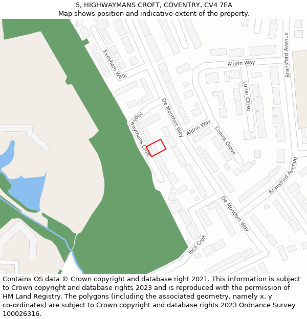 5, HIGHWAYMANS CROFT, COVENTRY, CV4 7EA: Location map and indicative extent of plot