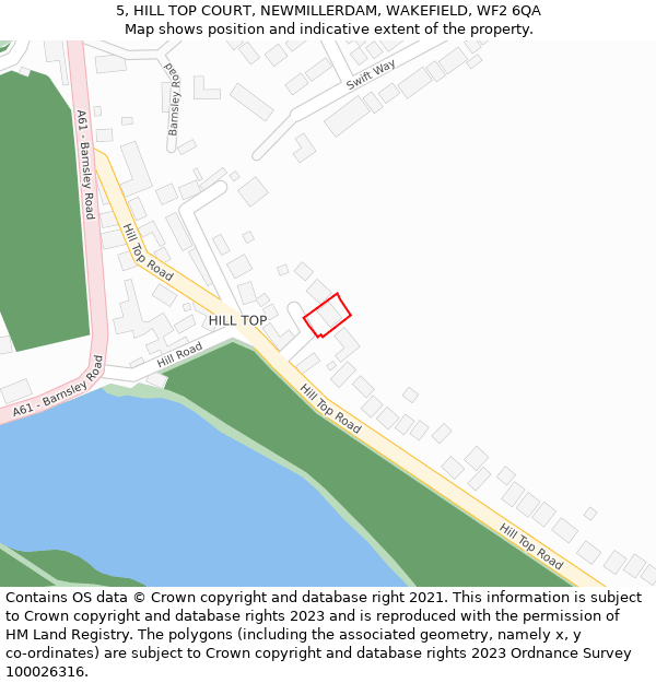 5, HILL TOP COURT, NEWMILLERDAM, WAKEFIELD, WF2 6QA: Location map and indicative extent of plot