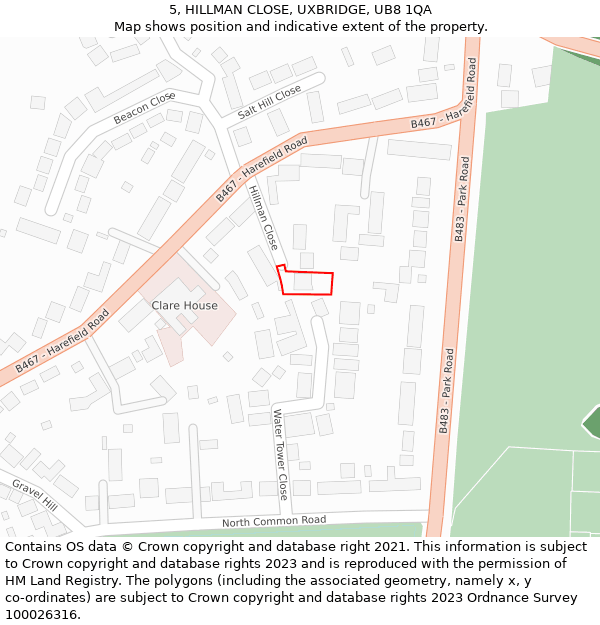 5, HILLMAN CLOSE, UXBRIDGE, UB8 1QA: Location map and indicative extent of plot