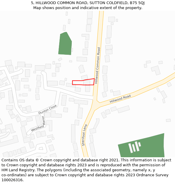 5, HILLWOOD COMMON ROAD, SUTTON COLDFIELD, B75 5QJ: Location map and indicative extent of plot