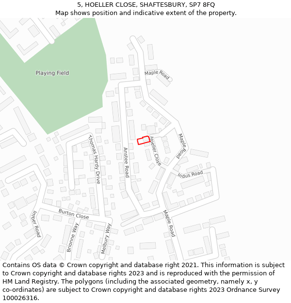 5, HOELLER CLOSE, SHAFTESBURY, SP7 8FQ: Location map and indicative extent of plot