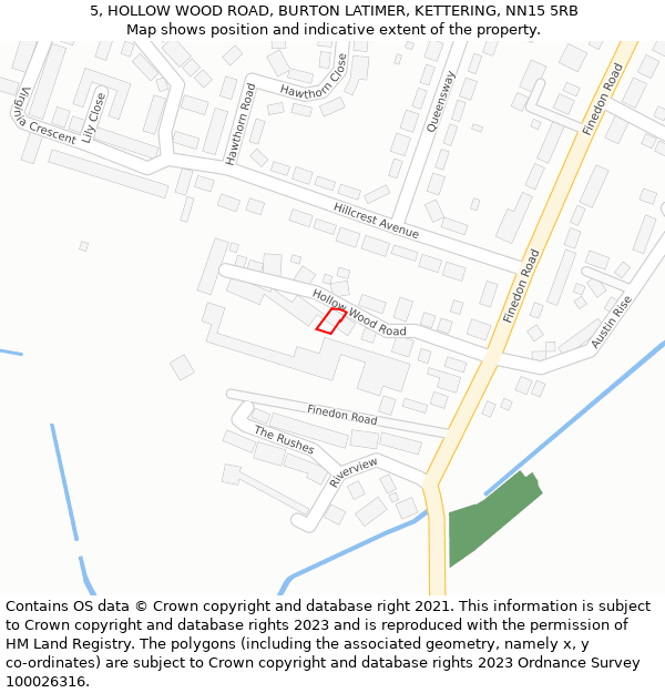 5, HOLLOW WOOD ROAD, BURTON LATIMER, KETTERING, NN15 5RB: Location map and indicative extent of plot