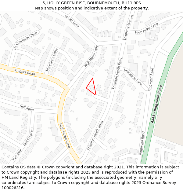 5, HOLLY GREEN RISE, BOURNEMOUTH, BH11 9PS: Location map and indicative extent of plot