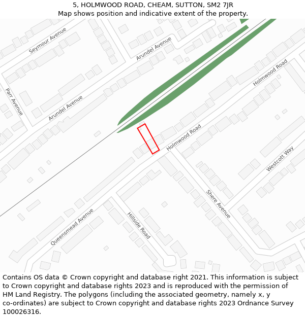 5, HOLMWOOD ROAD, CHEAM, SUTTON, SM2 7JR: Location map and indicative extent of plot