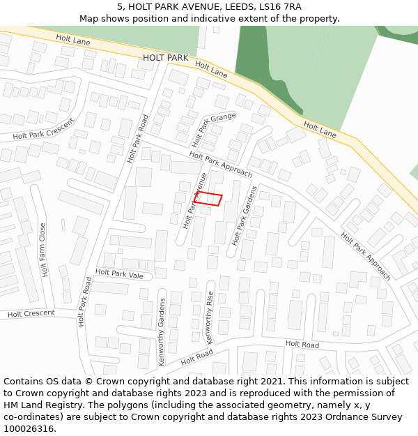 5, HOLT PARK AVENUE, LEEDS, LS16 7RA: Location map and indicative extent of plot