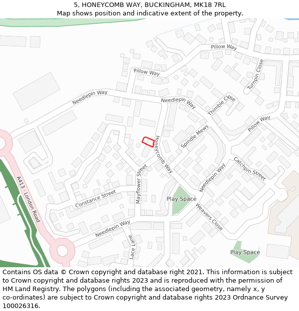 5, HONEYCOMB WAY, BUCKINGHAM, MK18 7RL: Location map and indicative extent of plot