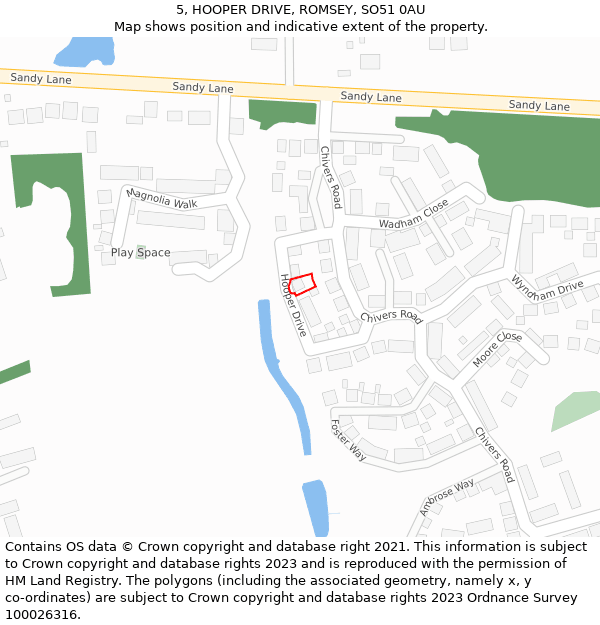 5, HOOPER DRIVE, ROMSEY, SO51 0AU: Location map and indicative extent of plot