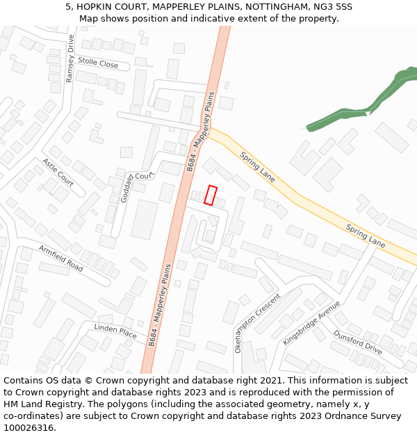 5, HOPKIN COURT, MAPPERLEY PLAINS, NOTTINGHAM, NG3 5SS: Location map and indicative extent of plot