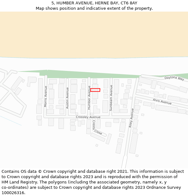 5, HUMBER AVENUE, HERNE BAY, CT6 8AY: Location map and indicative extent of plot