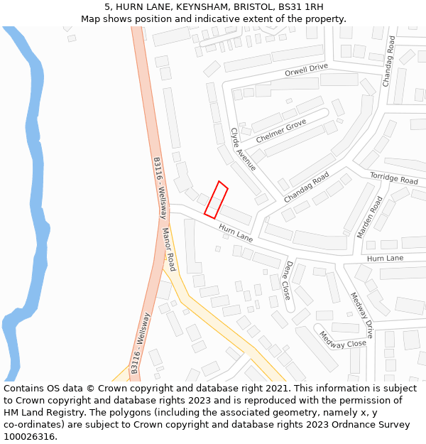 5, HURN LANE, KEYNSHAM, BRISTOL, BS31 1RH: Location map and indicative extent of plot