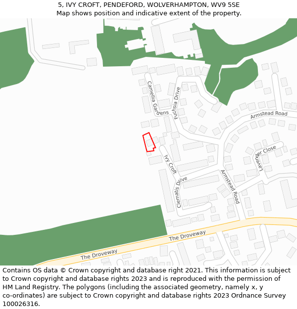5, IVY CROFT, PENDEFORD, WOLVERHAMPTON, WV9 5SE: Location map and indicative extent of plot