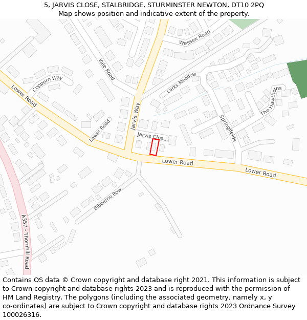 5, JARVIS CLOSE, STALBRIDGE, STURMINSTER NEWTON, DT10 2PQ: Location map and indicative extent of plot