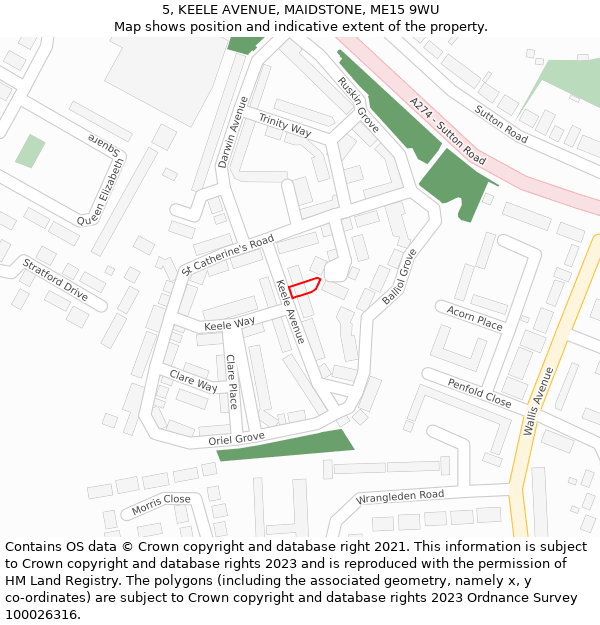 5, KEELE AVENUE, MAIDSTONE, ME15 9WU: Location map and indicative extent of plot