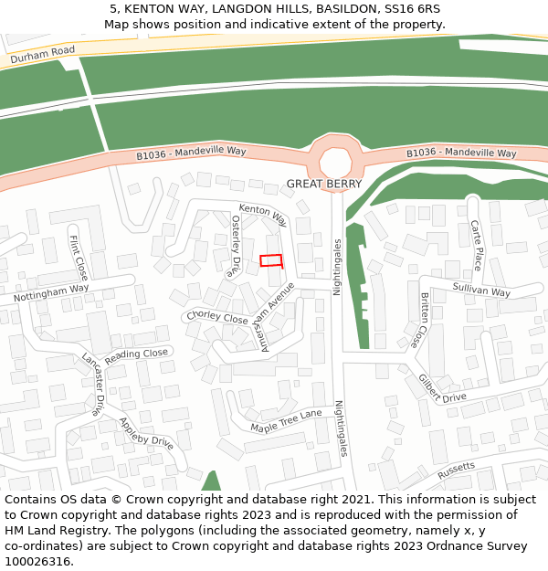 5, KENTON WAY, LANGDON HILLS, BASILDON, SS16 6RS: Location map and indicative extent of plot