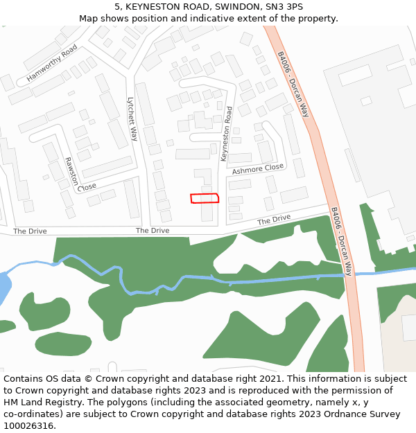 5, KEYNESTON ROAD, SWINDON, SN3 3PS: Location map and indicative extent of plot