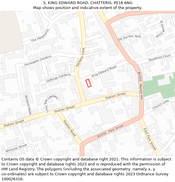 5, KING EDWARD ROAD, CHATTERIS, PE16 6NG: Location map and indicative extent of plot