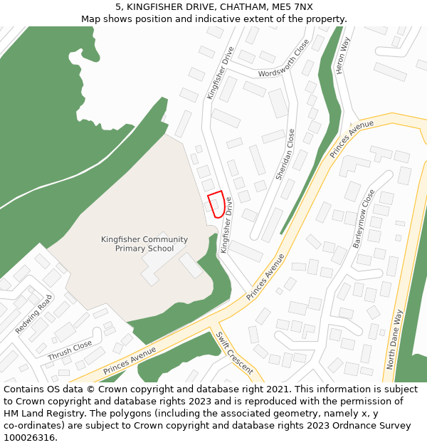 5, KINGFISHER DRIVE, CHATHAM, ME5 7NX: Location map and indicative extent of plot