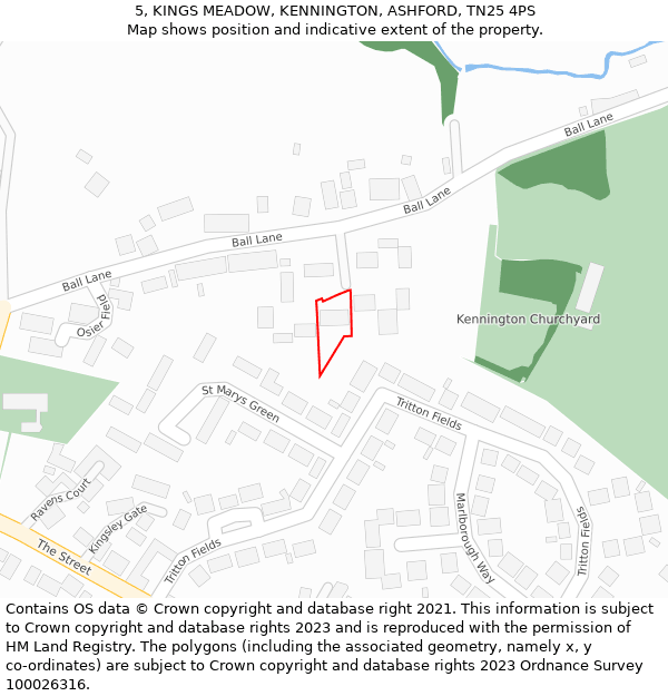 5, KINGS MEADOW, KENNINGTON, ASHFORD, TN25 4PS: Location map and indicative extent of plot