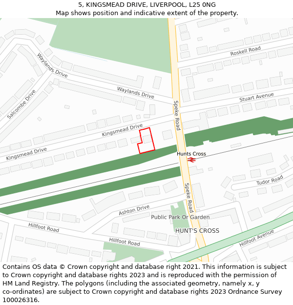 5, KINGSMEAD DRIVE, LIVERPOOL, L25 0NG: Location map and indicative extent of plot