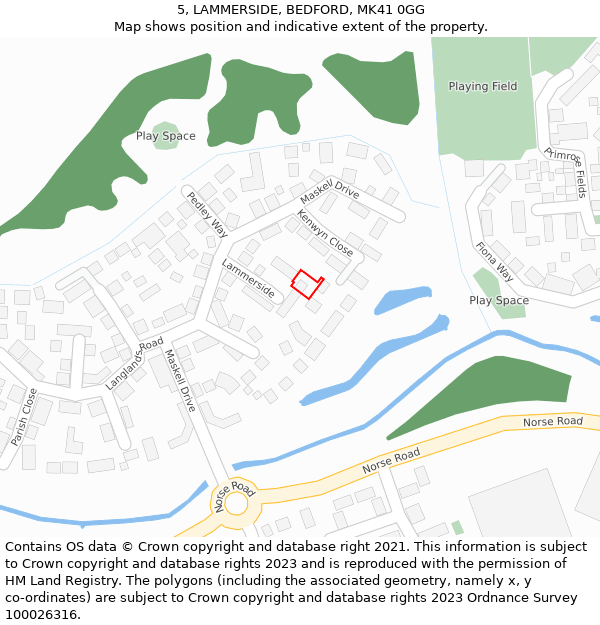 5, LAMMERSIDE, BEDFORD, MK41 0GG: Location map and indicative extent of plot
