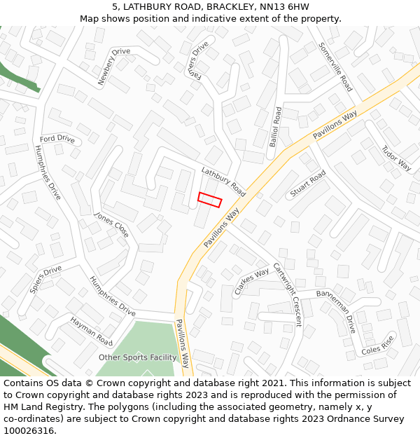 5, LATHBURY ROAD, BRACKLEY, NN13 6HW: Location map and indicative extent of plot