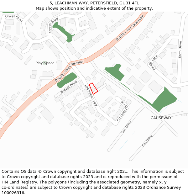 5, LEACHMAN WAY, PETERSFIELD, GU31 4FL: Location map and indicative extent of plot