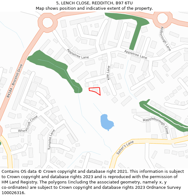 5, LENCH CLOSE, REDDITCH, B97 6TU: Location map and indicative extent of plot