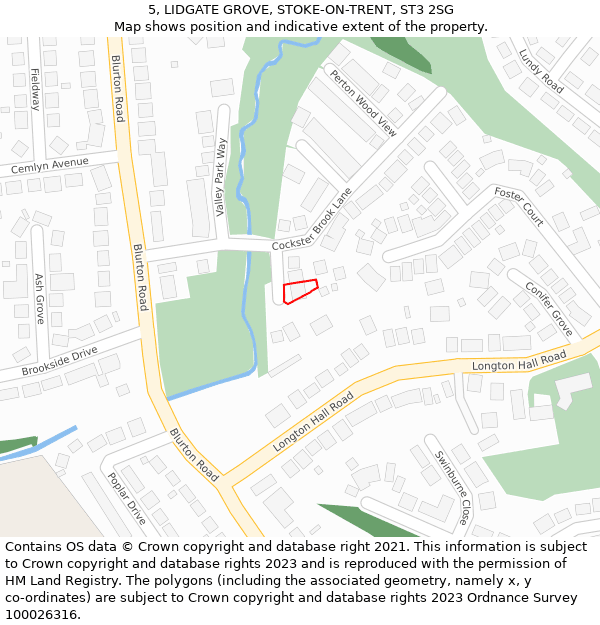 5, LIDGATE GROVE, STOKE-ON-TRENT, ST3 2SG: Location map and indicative extent of plot