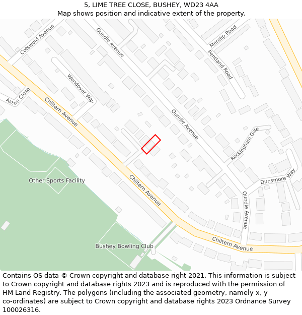 5, LIME TREE CLOSE, BUSHEY, WD23 4AA: Location map and indicative extent of plot