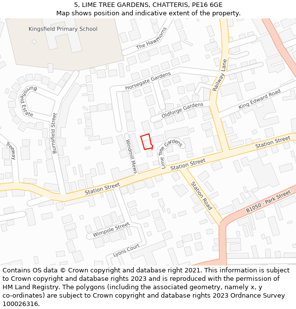 5, LIME TREE GARDENS, CHATTERIS, PE16 6GE: Location map and indicative extent of plot