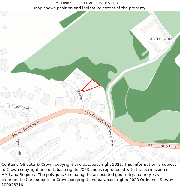 5, LINKSIDE, CLEVEDON, BS21 7DD: Location map and indicative extent of plot