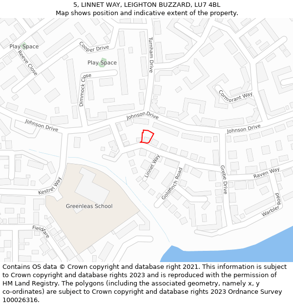 5, LINNET WAY, LEIGHTON BUZZARD, LU7 4BL: Location map and indicative extent of plot