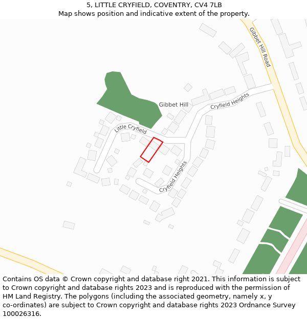 5, LITTLE CRYFIELD, COVENTRY, CV4 7LB: Location map and indicative extent of plot