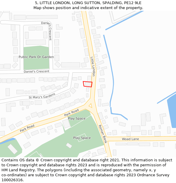 5, LITTLE LONDON, LONG SUTTON, SPALDING, PE12 9LE: Location map and indicative extent of plot