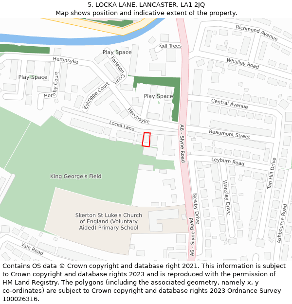 5, LOCKA LANE, LANCASTER, LA1 2JQ: Location map and indicative extent of plot