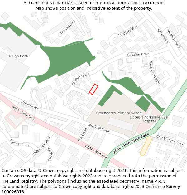 5, LONG PRESTON CHASE, APPERLEY BRIDGE, BRADFORD, BD10 0UP: Location map and indicative extent of plot