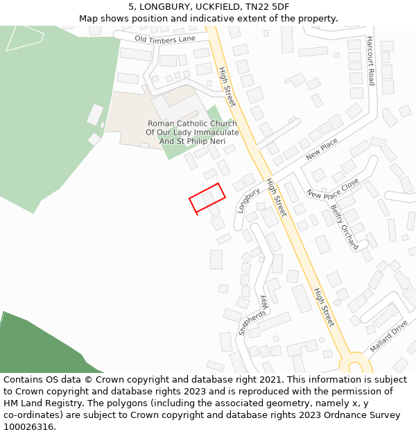 5, LONGBURY, UCKFIELD, TN22 5DF: Location map and indicative extent of plot